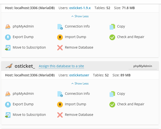 Backing up database in Plesk