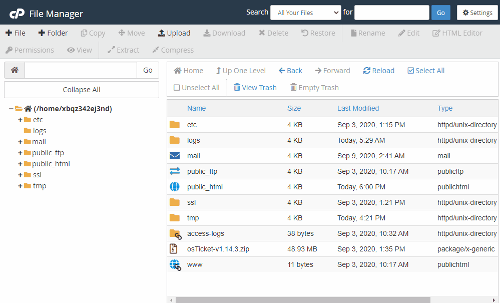 Renaming config file in cPanel