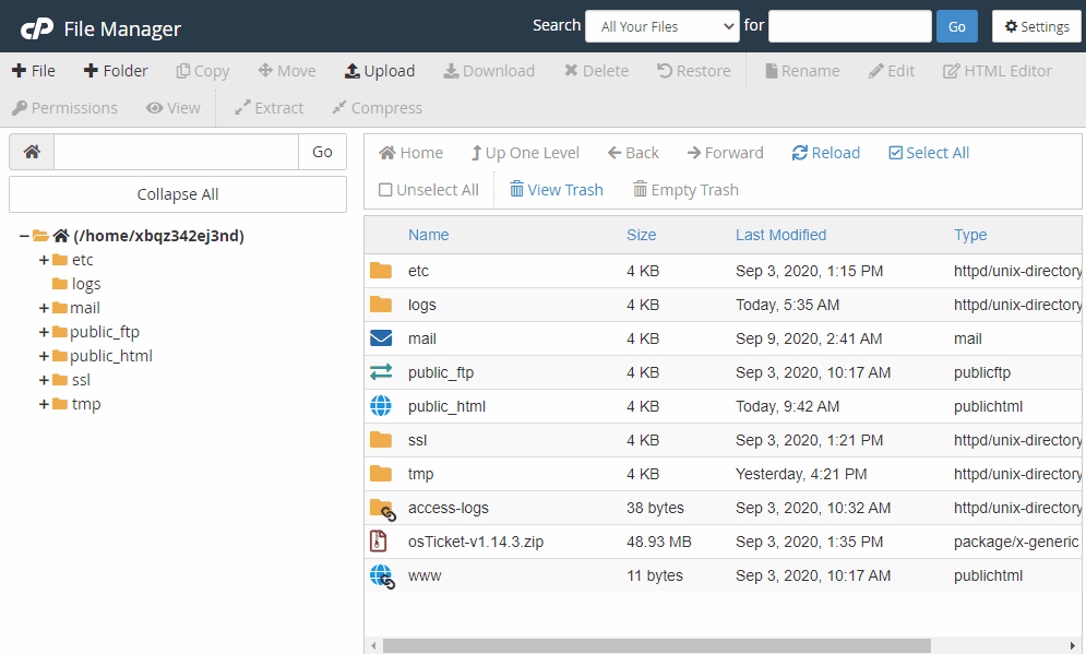 Renaming config file in cPanel