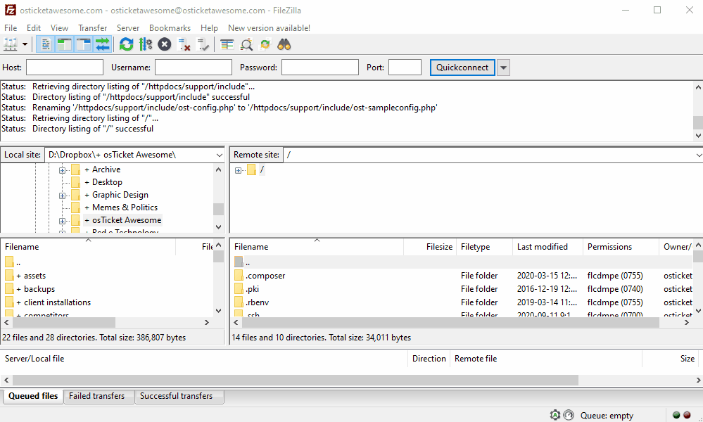 Renaming config file via FTP