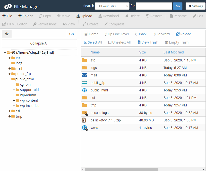 Uploading files in cPanel