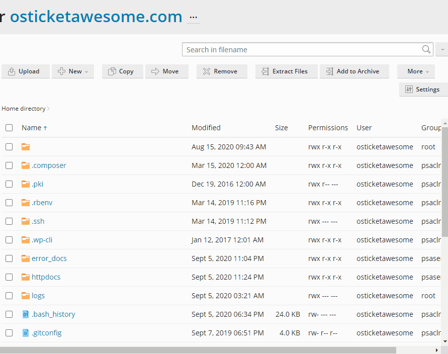 Copying config file in Plesk