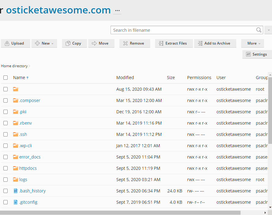 Uploading files in Plesk