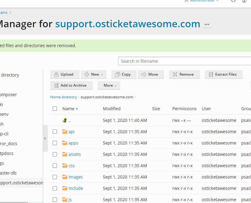 Backing up files in Plesk
