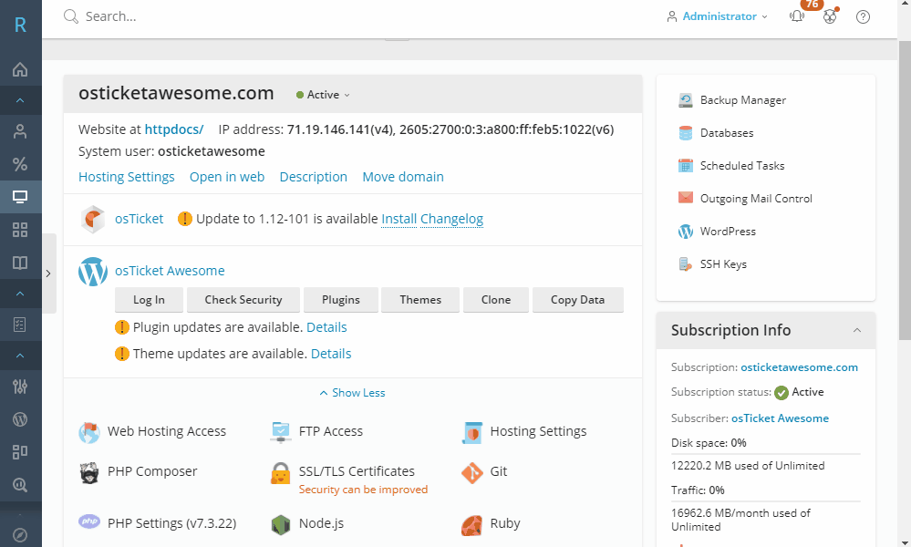 Creating database in Plesk