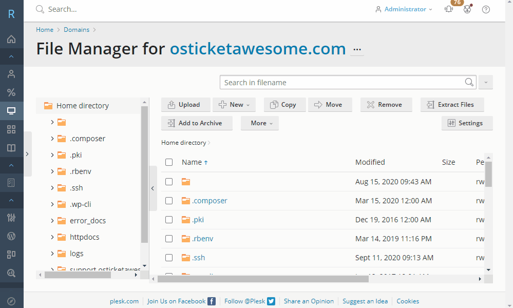 Renaming config file in Plesk