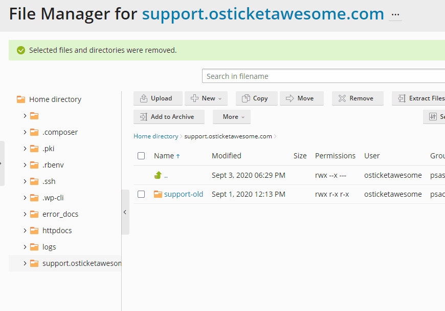 Uploading files in Plesk