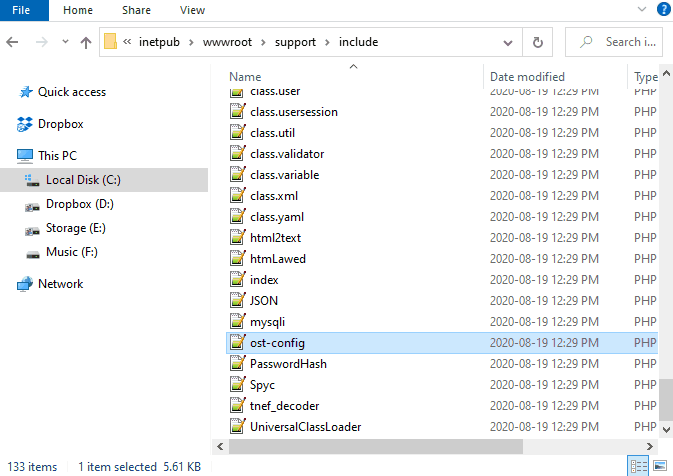 Setting file permissions on ost-config.php