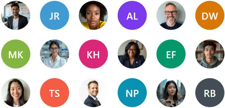 Gravatar photos with colored-initial fallbacks