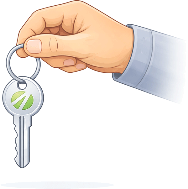 Hand holding a key with the osAwesome logo