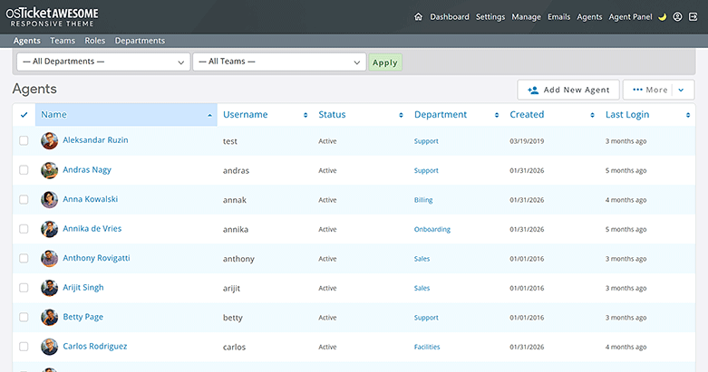 osTicket Awesome — agents
