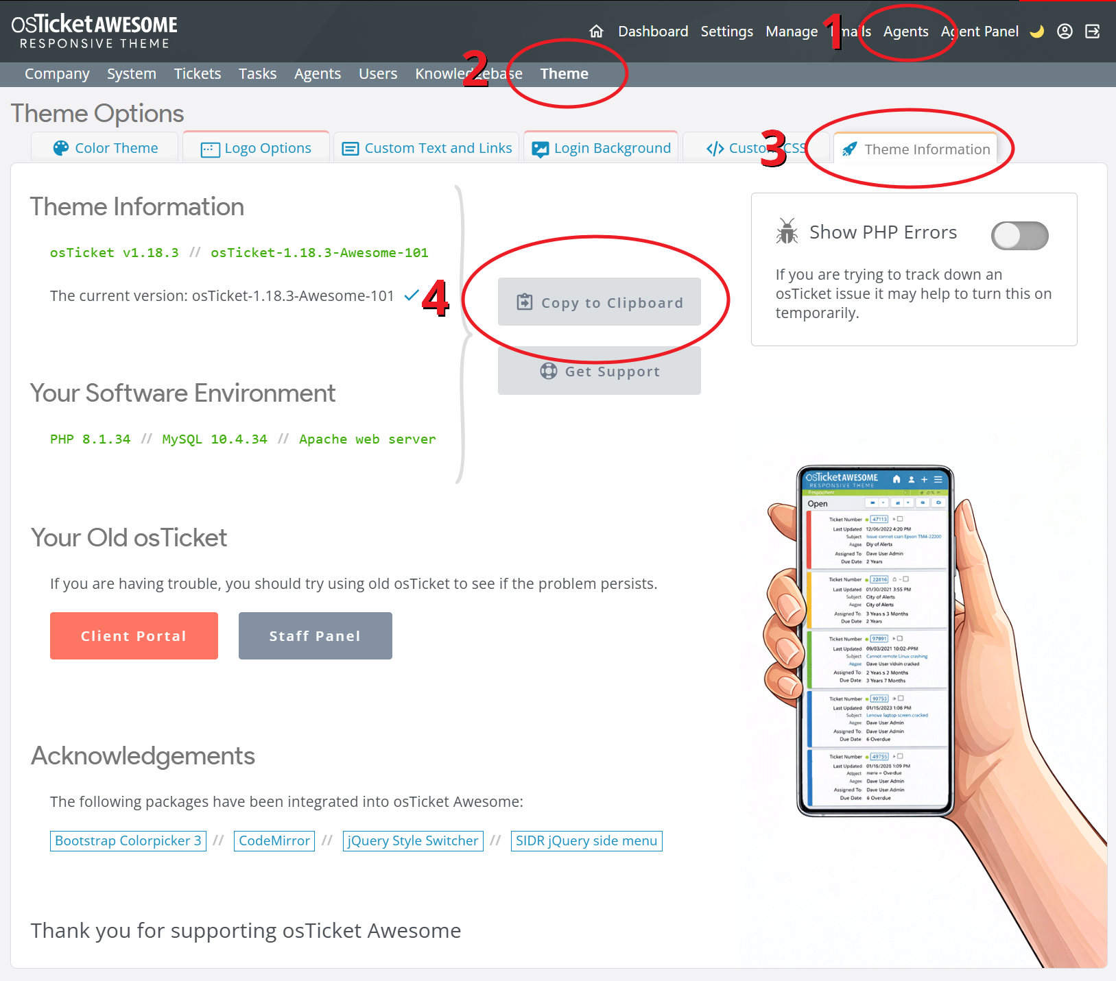 System information screenshot